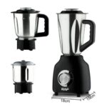 Blender Electric 3 in 1, Multifunctional, 350W, 3 Accesorii de 1.5l, 1l, 0.8l, Otel Inoxidabil, Negru-Argintiu - imagine 3