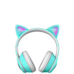 Casti Audio On-Ear, Urechi de Pisica, K26, Bluetooth 5.0, Stereo, Card TF, Iluminare LED, Albastru Deschis - imagine 4