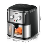 Friteuza cu Aer Cald Air Fryer RAF R.5329 1600 W Capacitate 6.8 Litri Vizor din Sticla Negru-Inox - imagine 3