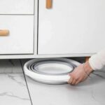 Găleată Pliabilă din Silicon și Plastic, 10 L, cu Mâner de Transport, Alb/Gri - imagine 2