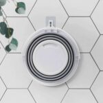 Găleată Pliabilă din Silicon și Plastic, 10 L, cu Mâner de Transport, Alb/Gri - imagine 3