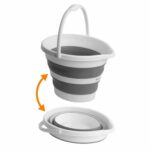 Găleată Pliabilă din Silicon și Plastic, 10 L, cu Mâner de Transport, Alb/Gri - imagine 4