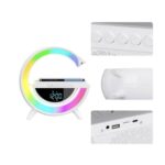 Încărcător Rapid Wireless 15W 4 în 1 WaltStore cu Ceas, Speaker, Lampă Smart LED RGB cu 7 Culori, Radio, Alb - imagine 3