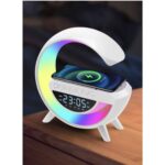 Încărcător Rapid Wireless 15W 4 în 1 WaltStore cu Ceas, Speaker, Lampă Smart LED RGB cu 7 Culori, Radio, Alb - imagine 2
