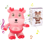 Jucărie Muzicală Bebe Cerb, Jucărie Drăguță Care Dansează și Mers, cu Muzică și Lumină LED, Jucărie Electronică pentru Dezvoltarea Senzorială a Copiilor, Cadou de Ziua de Naștere