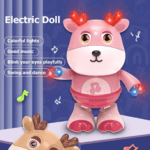 Jucărie Muzicală Bebe Cerb, Jucărie Drăguță Care Dansează și Mers, cu Muzică și Lumină LED, Jucărie Electronică pentru Dezvoltarea Senzorială a Copiilor, Cadou de Ziua de Naștere - imagine 2