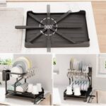 Raft Organizator pentru Vase, Metal Negru cu Tava de Scurgere, Dimensiuni 42 x 30 x 32 cm - imagine 2