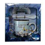 Set Cana din Ceramica, 300ml, cu Lingurita si Farfurie