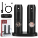 Set Rasnite Electrice pentru Sare si Piper, Design Modern, Incarcare USB, Negru - imagine 4