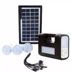 Sistem Solar cu Panou Solar, 3 Becuri Incluse LED SMD, 3 x Lămpi, Încărcare Solară, Încărcare Dispozitive USB 5V, Negru