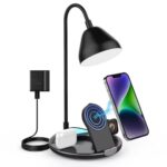 Stație de Încărcare Rapidă, 20W, Pliabilă, cu Lampă LED, Încărcare Wireless pentru Smartphone, Căști și Ceas, Negru