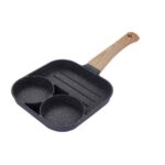 Tigaie pentru Clătite RoveRim, 3 Compartimente, Mâner din Lemn