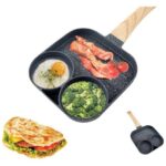 Tigaie pentru Clătite RoveRim, 3 Compartimente, Mâner din Lemn - imagine 2