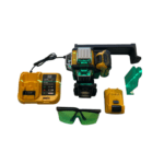 Nivela Laser 3D Kraft Royal 2 Acumulatori 21V 5Ah, 3 Fascicule, Laser Verde, Suport Magnetic de Perete, Ochelari, Galben - imagine 6