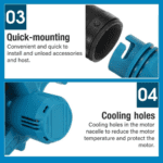 Suflantă/Aspirator Fără Fir pentru Frunze, 2 în 1, Set Accesorii, 36V 8Ah - imagine 4