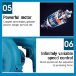 Suflantă/Aspirator Fără Fir pentru Frunze, 2 în 1, Set Accesorii, 36V 8Ah - imagine 5