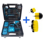 Trusă Bormașină cu Percuție + 30 de Accesorii, 2 Acumulatori 36V + 3 Perii Cadou