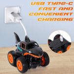 Mașină de Control de la Distanță Vubkkty, 2.4GHz RC Car, Jucărie Mini Car High Speed, Mașină cu Stunt Rotativ 360° (Shark Orange) - imagine 3