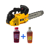 Drujbă de Mână pe Benzină, 1.2 CP, pentru Construcții, Lamă 12 Inch, 25.4 cc + Ulei de Amestec Caspian + Ulei de Lant Caspian
