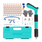 Pistol De Cuie Manual, Unealtă Pentru Fixarea Cuielor Și Bolțurilor În Beton, Lemn, Fier, Perete, Tavan, Pardoseală, De 35 cm, Cu 50 Cuie Rotunde Incluse, 3 Trepte De Putere, În Geantă De Transport Și Depozitare