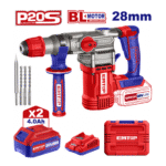 Ciocan Rotopercutor Cu 2 Acumulatori 4.0 Ah, Motor Fără Perii, 28 Mm, 4.5 J, 3 Burghie, Cutie De Transport – ELRH202882, EMTOP