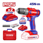 Mașină De Găurit Și Înșurubat Cu 2 Acumulatori 2.0 Ah, 55 Accesorii, Cutie De Transport – ECDL200528, EMTOP