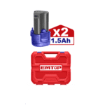Mașină de Găurit și Înșurubat cu Impact, 12V, 2 Baterii 1.5Ah, Încărcare USB-C, 45Nm, 50 Accesorii, Cutie Transport – ECiDL12620, EMTOP - imagine 2