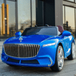 Mașinuță electrică pentru copii Mercedes Maybach, albastră, 12V, 35W, telecomandă 2.4GHz, 1–5 ani, 25kg max.