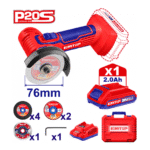 Mini Polizor Unghiular EMTOP ELAG76017, 20V, 76mm, cu 1 Acumulator 2.0Ah și 7 Discuri Incluse