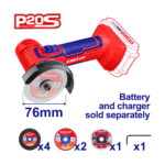 Mini Polizor Unghiular Fără Acumulator Și Încărcător, 76 Mm, 7 Discuri Incluse – ELAG7601, EMTOP