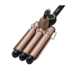 Ondulator retro pentru păr, 60W, 3 capete, înveliș ceramic-turmalină, 140–200°C, LED display, Golden Rose - imagine 2