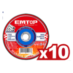 Polizor Unghiular Cu 1 Acumulator 4.0 Ah, Motor Fără Perii, 115 Mm, 10 Discuri Incluse – ELAG211541, EMTOP - imagine 2