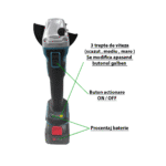 Polizor unghiular Mustang, 48V, 5 Ah, 2 acumulatori, 125 mm, 9000 rpm - imagine 6
