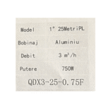 Pompa Submersibilă QDX3-25-0.75F, 750W, Bobinaj Aluminiu, Debit 3 m³/h cu Plutitor Tengtian - imagine 2