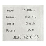 Pompa Submersibilă QDX3-42-0.95, 950W, Bobinaj Aluminiu, Debit 3 m³/h, Refulare 42 m Tengtian - imagine 2