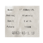 Pompa Submersibilă QDX3-45-1.1F, 1100W, Bobinaj Aluminiu, Debit 3 m³/h, Refulare 45 m, cu Plutitor Tengtian - imagine 2