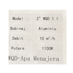 Pompa Submersibilă WQD 1.1, 1100W, Bobinaj Aluminiu, Debit 10 m³/h, Racord 2”, Apă Menajeră Tengtian - imagine 2