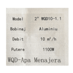 Pompa Submersibilă WQD10-1.1, 1100W, Bobinaj Aluminiu, Debit 10 m³/h, Racord 2”, Apă Menajeră Tengtian - imagine 2