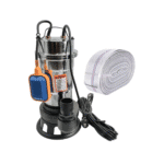 Pompa Submersibilă pentru Apă Murdară DDT, 3000W, Tocator, Plutitor, Corp Inox, 8 m Adâncime, 25 m³/h + Furtun Pompier 2", 20 m