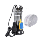 Pompa Submersibilă pentru Apă Murdară DDT SWP2550F, Inox, 2550W, 25 m³/h, cu Plutitor + Furtun Pompieri 20 m, 2 Toli