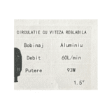 Pompă de Circulație 93W, Debit 60 L/min, Bobinaj Aluminiu, Racord 1.5", Viteză Reglabilă - imagine 2