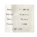 Pompă de Suprafață CMP158, 1100W, Debit 70 L/min, Racord 1", Bobinaj Aluminiu Tengtian - imagine 2