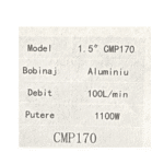 Pompă de Suprafață CMP170, 1100W, Debit 100 L/min, Racord 1.5", Bobinaj Aluminiu Tengtian - imagine 2