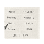 Pompă de Suprafață JET1.1, 1100W, Debit 12 m³/h, Racord 1”, Bobinaj Aluminiu Tengtian - imagine 2