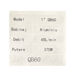 Pompă de Suprafață QB60, 370W, Debit 45 L/min, Racord 1", Bobinaj Aluminiu Tengtian - imagine 2