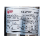 Pompa submersibilă de mare adâncime DDT-PROFESSIONAL 4QJD2-24, 2500 W, 24 turbine, 12 m³/h, cablu 30 m, Inox - imagine 2