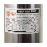 Pompa submersibilă mare adâncime DDT 4SDM3-11, 1800 W, 11 turbine, 8 m³/h, 150 m refulare, cablu 30 m, Inox - imagine 2