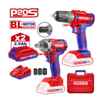 Set 2 Buc. Bormașină De Înșurubat Și Cheie De Impact Cu 2 Acumulatori 2.0 Ah, 3 Accesorii, Cutie De Transport – ECKL20072, EMTOP
