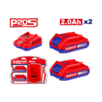 Set 2 x Acumulatori 2.0Ah + Încărcător Rapid, EMTOP P20S, 20V, Litiu-Ion