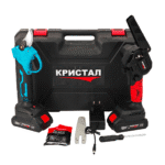 Set Foarfecă și Mini Drujbă cu 2 Acumulatori DDT-CRISTAL, 24V, 2Ah, Incarcator și Accesorii Incluse